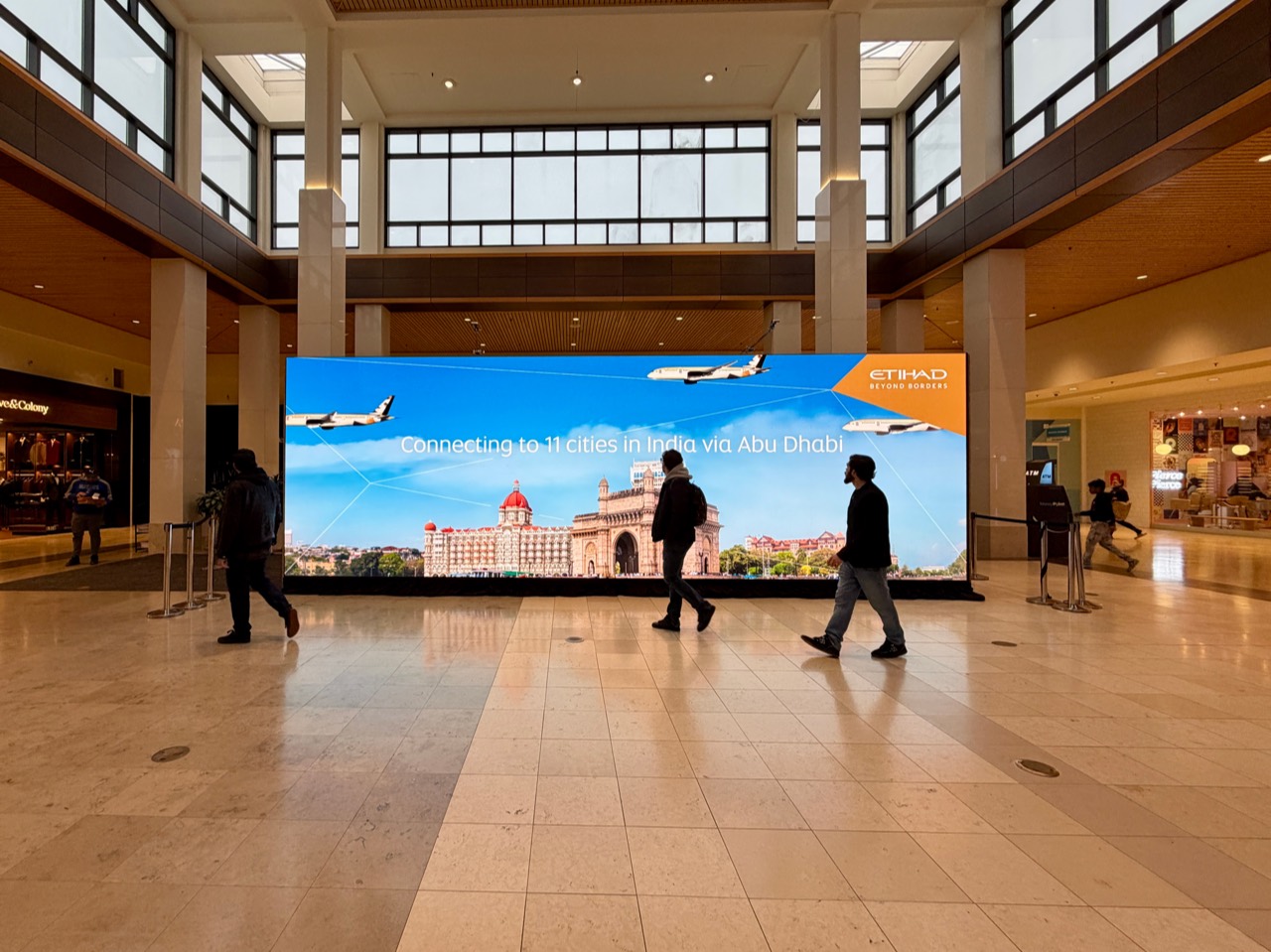 Etihad campaign installation inside a shopping atrium
